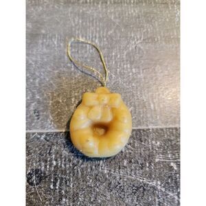 Mini yellow wax wreath ornament Xmas decor